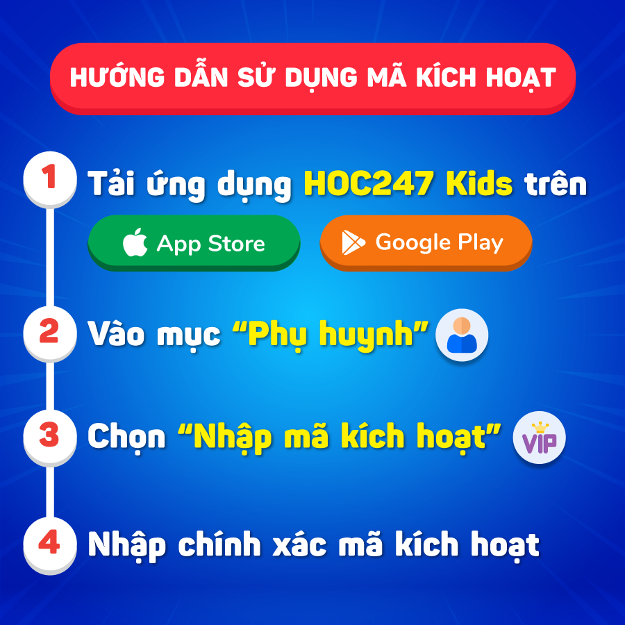 App HOC247 Kids 6 Tháng - Nền tảng học Online Tiểu Học - Toán, Tiếng Việt, Tiếng Anh & STEAM