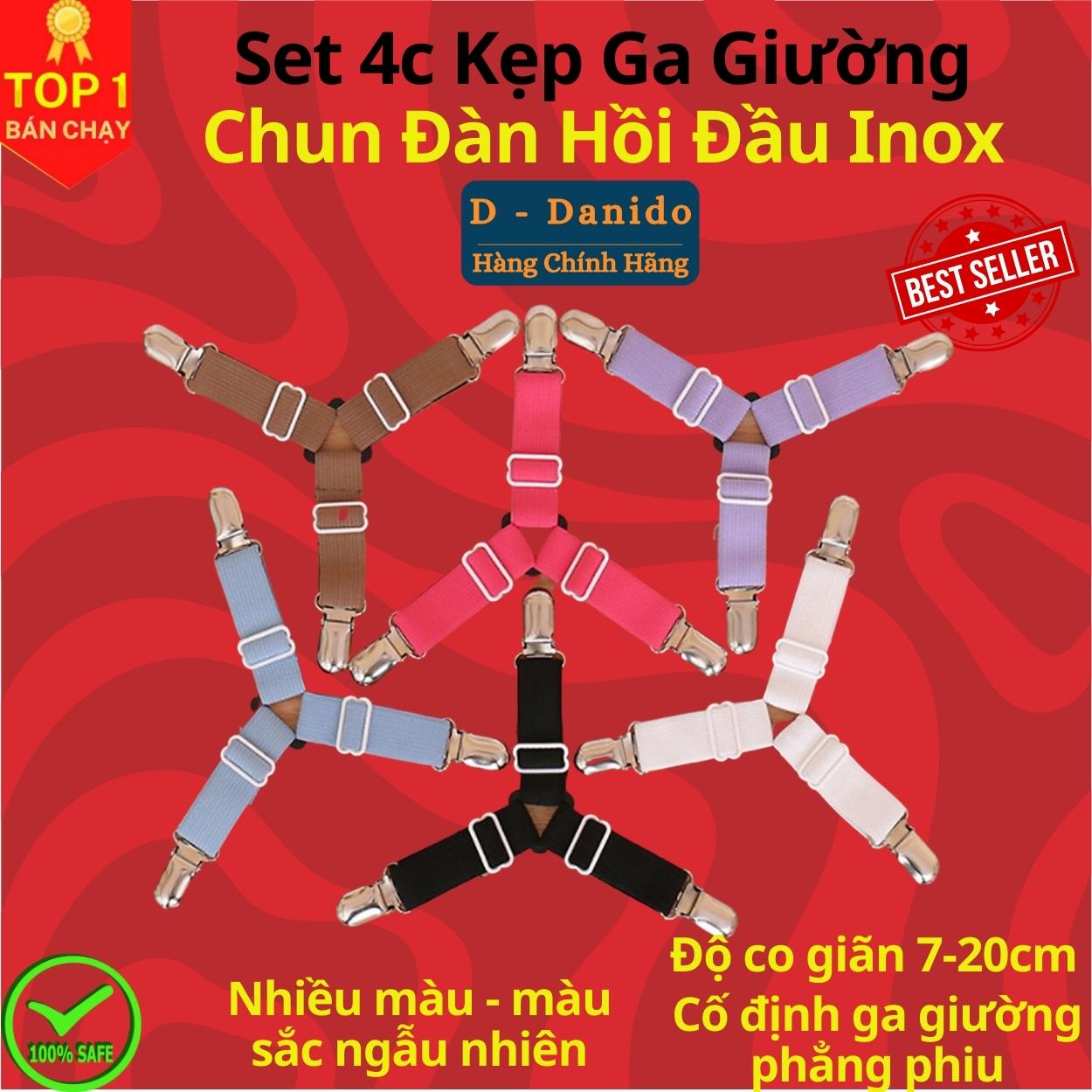 Kẹp ga trải giường chống xê dịch - Nẹp 4 góc cố định và giữ phẳng drap ga phủ giường D Danido (Giao mầu ngẫu nhiên)