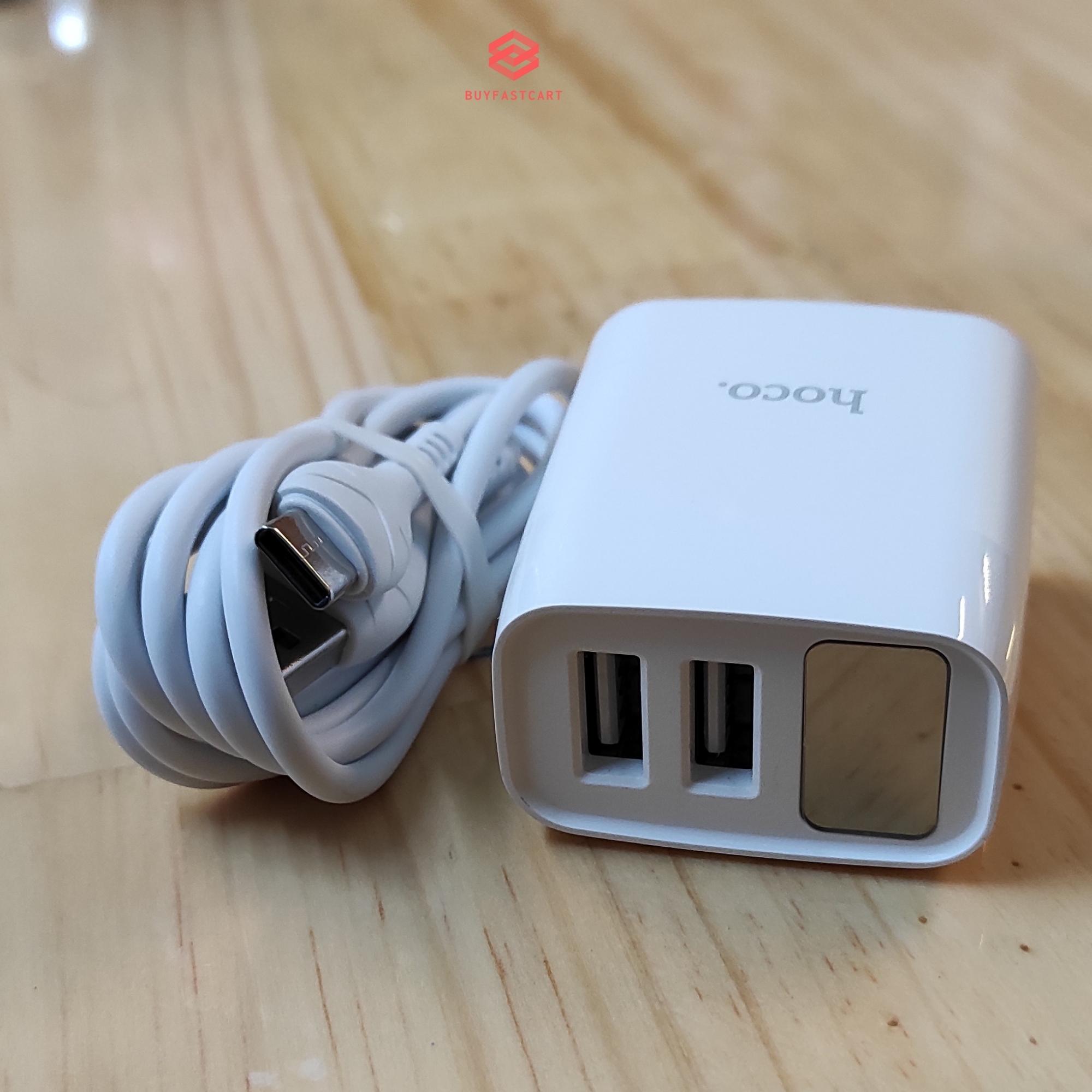 Bộ Củ Cáp Sạc Nhanh hoco 2.4A Có Báo Đèn Led Dành Cho Các Dòng Smartphone -Hàng Chính Hãng