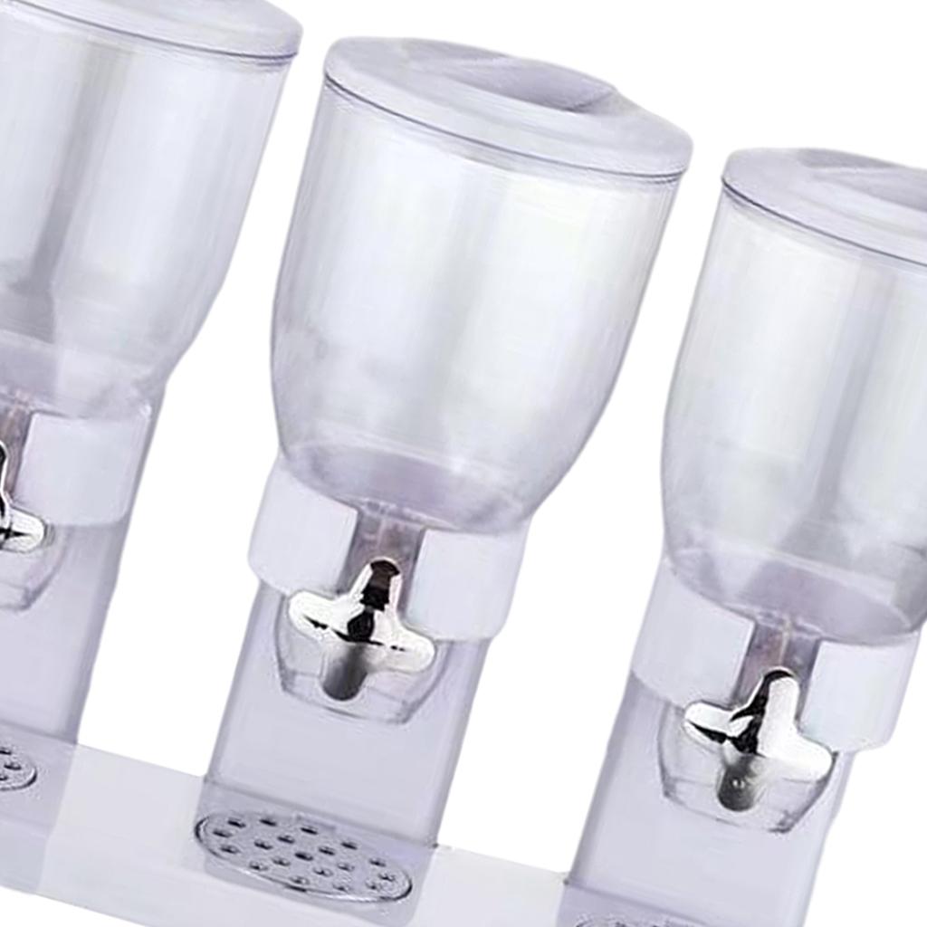 Plastic Triple Canister Cereal Dispenser Machine Storage Bottles Supplies