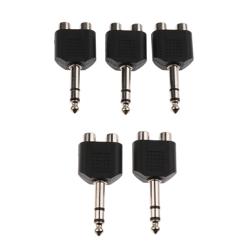 5x Stereo Plug 6.5mm Male To 2   Female Audio   Converter Adapter