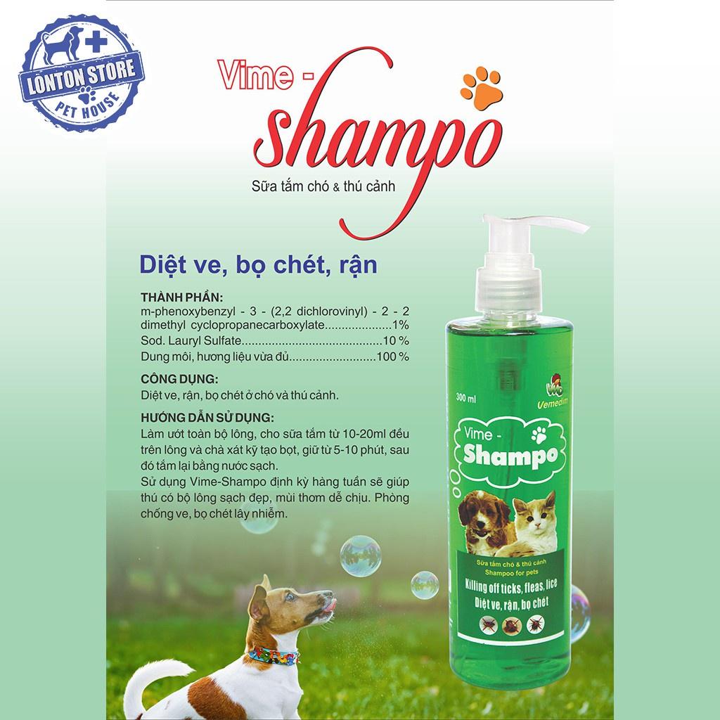 Sữa Tắm Cao Cấp Vime Shampoo - Phòng Ve, Bọ Chét Cho Chó Mèo,300ml - Lonton Store &amp; Vemedim