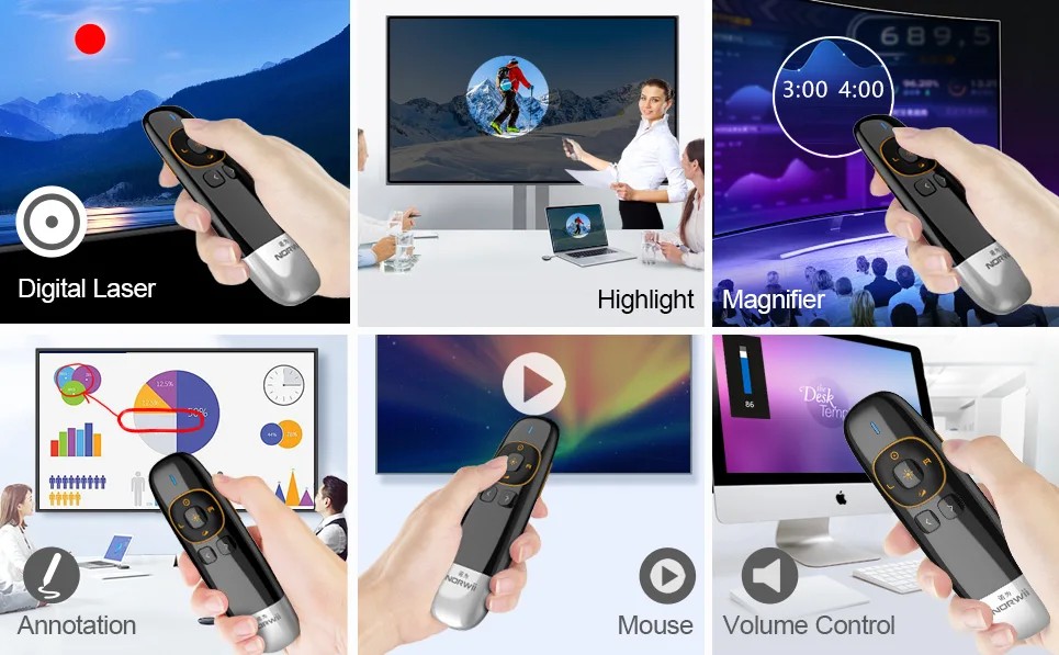 Bút trình chiếu Laser kĩ thuật số NORWii N86S dùng cho màn hình LED và màn chiếu, hàng chính hãng
