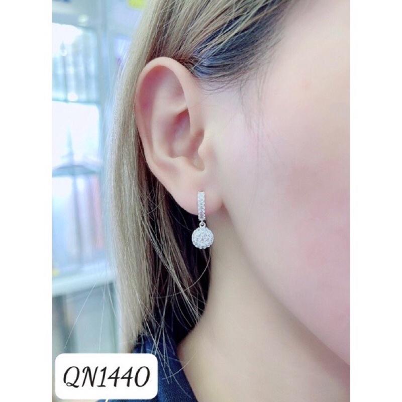 Bông tai khoá tròn bấm xi bạch kim đá siêu sáng B4T1