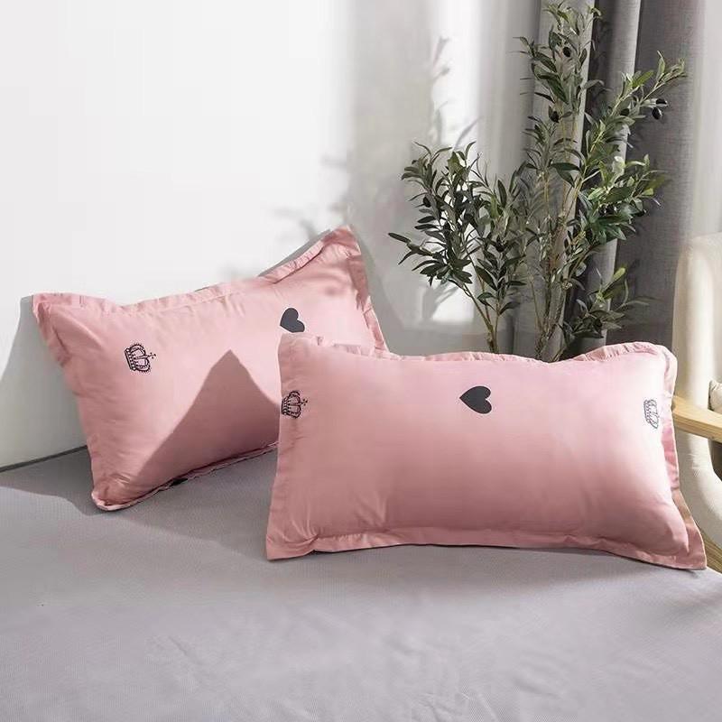 Chăn Ga Gối Đệm -Sét Chăn Ga Gối Tim Hồng Vương Miện PolyCotton Punpu3051