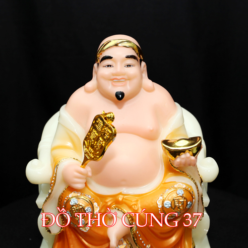 TƯỢNG THẦN TÀI THỔ ĐỊA ÁO VÀNG CAM - BỘT ĐÁ CAO CẤP HÀNG ĐÀI LOAN
