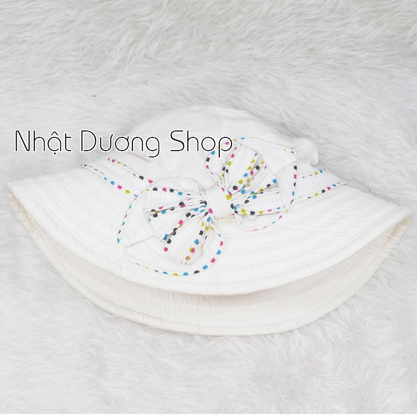 Nón Bo Nữ Vành 7cm gắn nơ chấm bi - Chất liệu vải cotton cao cấp đẹp thích hợp cho chị em phụ nữ