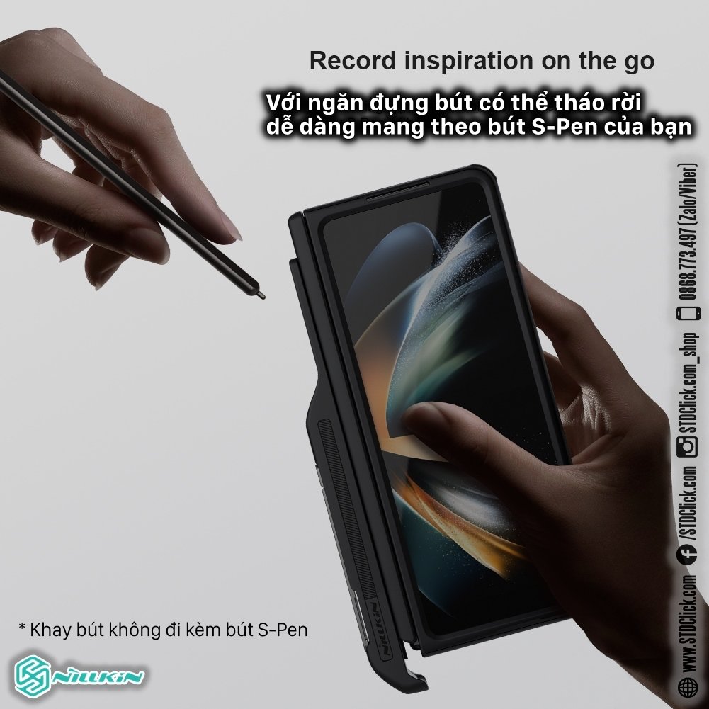 ỐP LƯNG DÀNH CHO ĐIỆN THOẠI SAMSUNG Z FOLD 5 5G NILLKIN Super Frosted Shield Fold - LƯNG NHỰA CỨNG VIỀN DẺO KÈM KHAY GIỮ BÚT