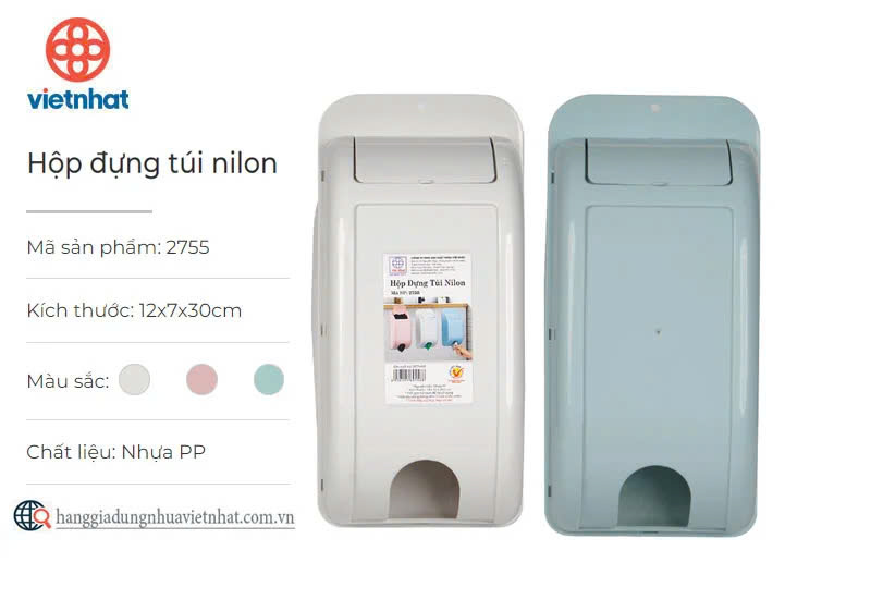 Hộp đựng túi nilon, túi đựng rác dán tường Việt Nhật 2755 - Hộp rút túi nilon gắn tường