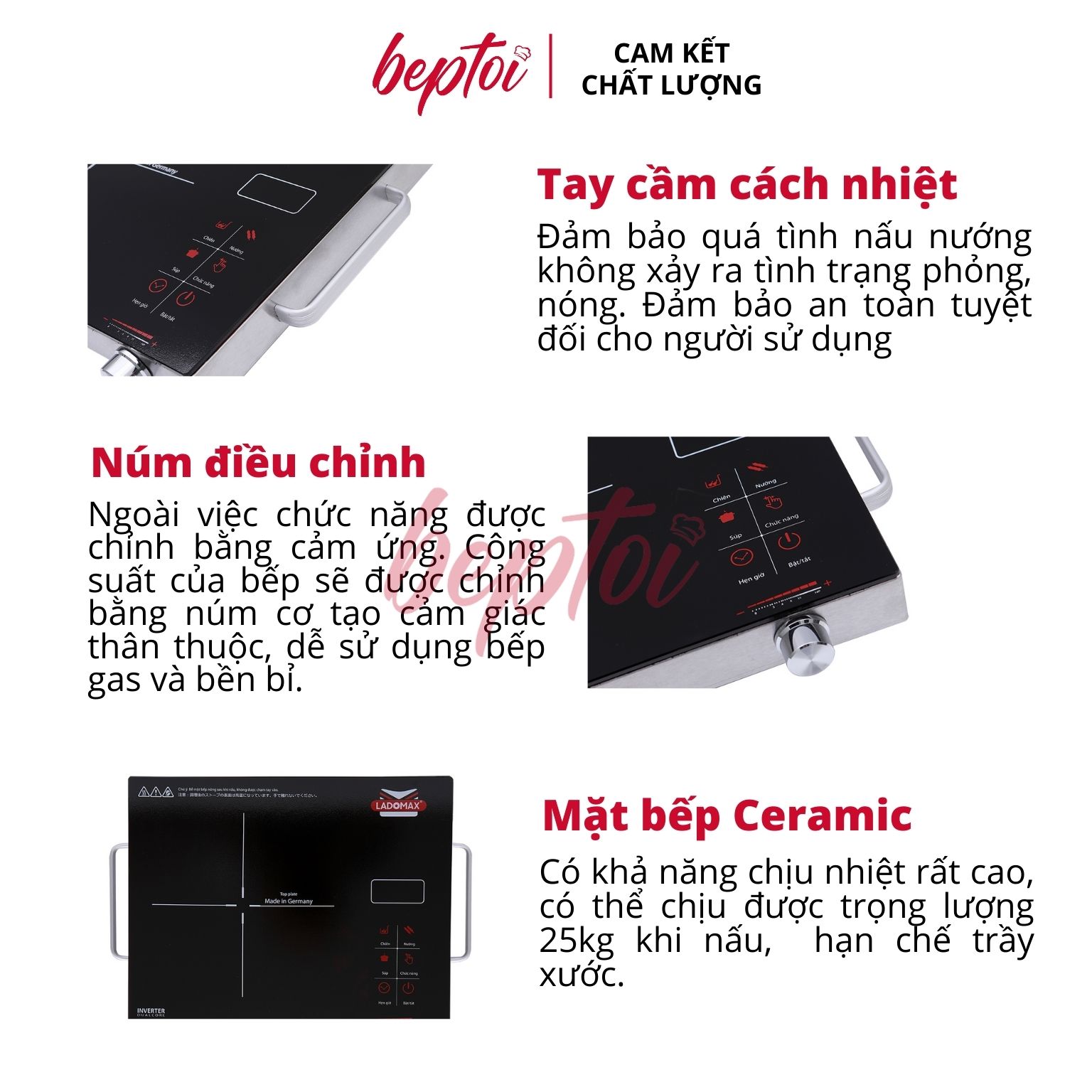 Bếp hồng ngoại cảm ứng Ladomax HA-666, bếp hồng ngoại đơn Ladomax không kén nồi công suất 2200W