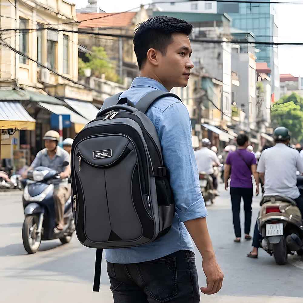 Balo nam đi học đi làm cao cấp Xbags Naituo xám – Balo đựng laptop 15.6 inch chống sốc chống nước hiện đại XB2004