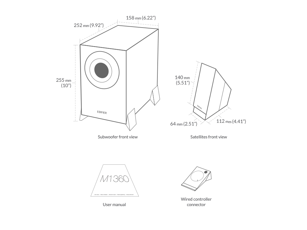 Bộ loa 2.1 vi tính EDIFIER M1360 Có bảng điều khiên rời - Âm thanh sắc nét - Vỏ gỗ MDF chống dội âm - Hàng chính hãng