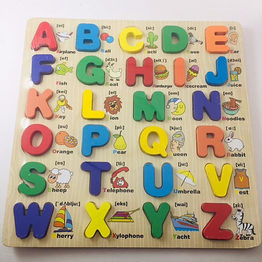 Đồ chơi bảng học chữ cái, bảng số nổi gỗ cao cấp kèm học hình tiếng anh, đồ chơi giáo dục nhập khẩu chất lượng cho Bé