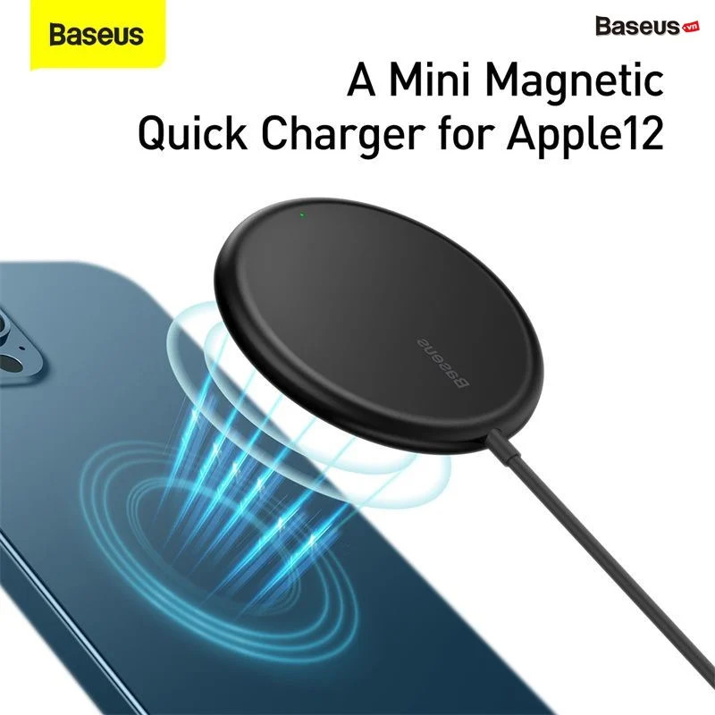 Đế sạc không dây nam châm Baseus Simple Mini Magnetic Wireless Charger - hàng chính hãng