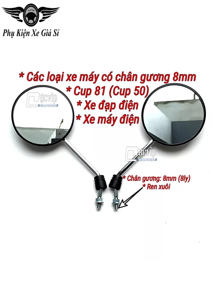 Cặp Kính Gương Chiếu Hậu Cub 81, 78, 79, Hon-da 67 (8 Ly) Ren Thuận MS4758