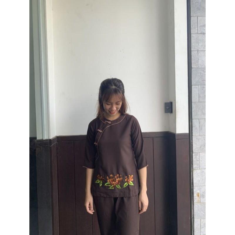 đồ lam Đi chùa. viền Đôi
