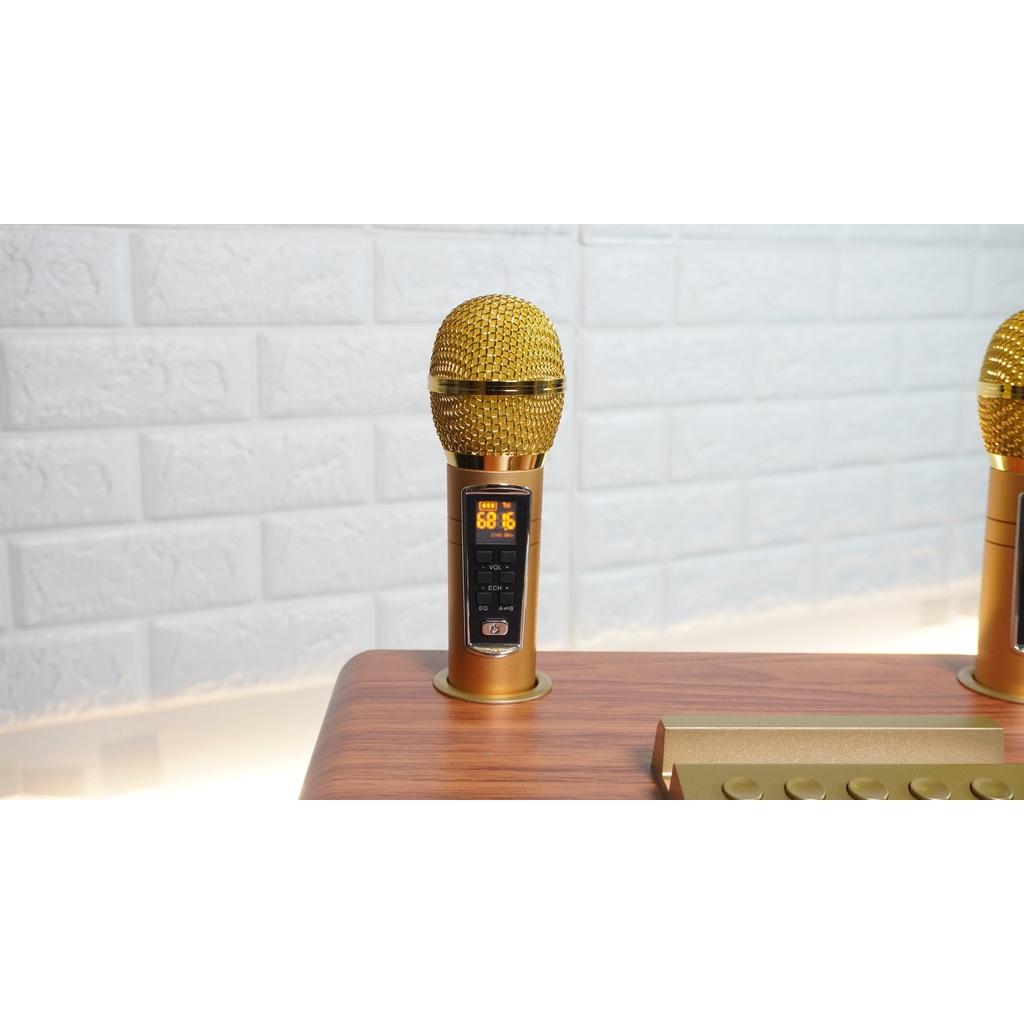 Loa karaoke bluetooth KEI K08 Tặng kèm 2 micro không dây có màn hình LCD-Sạc pin cho mic ngay trên loa-Chỉnh bass treble