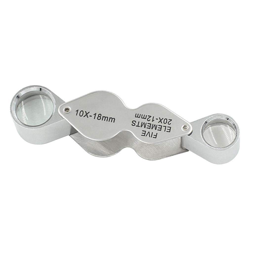 Foldable Miniature Magnifying Glass Twin Lens 10X&20 X Magnify for Jewelry