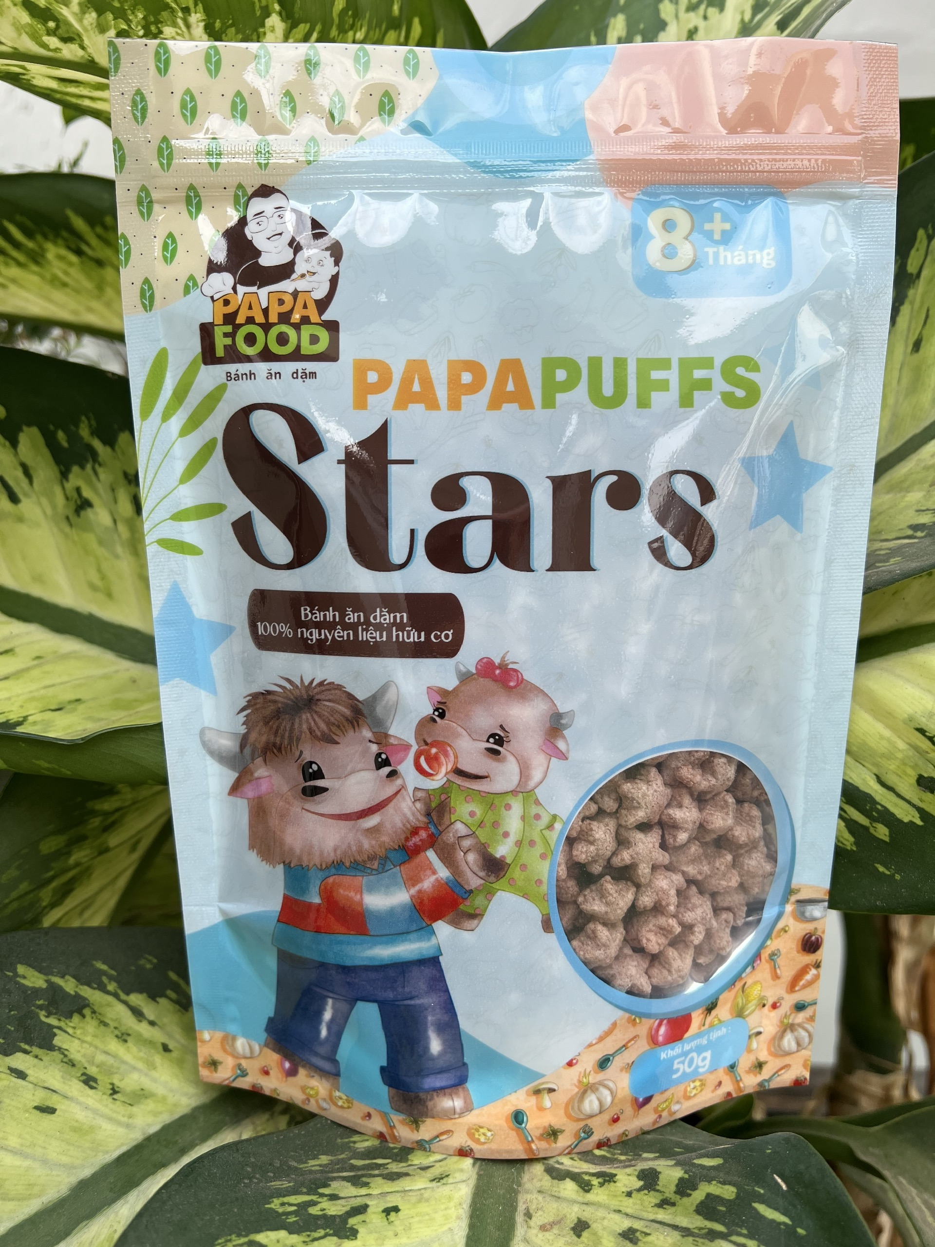 Bánh Ăn Dặm PAPAFOOD PAPAPUFFS STARS - 100% Nguyên Liệu Hữu Cơ