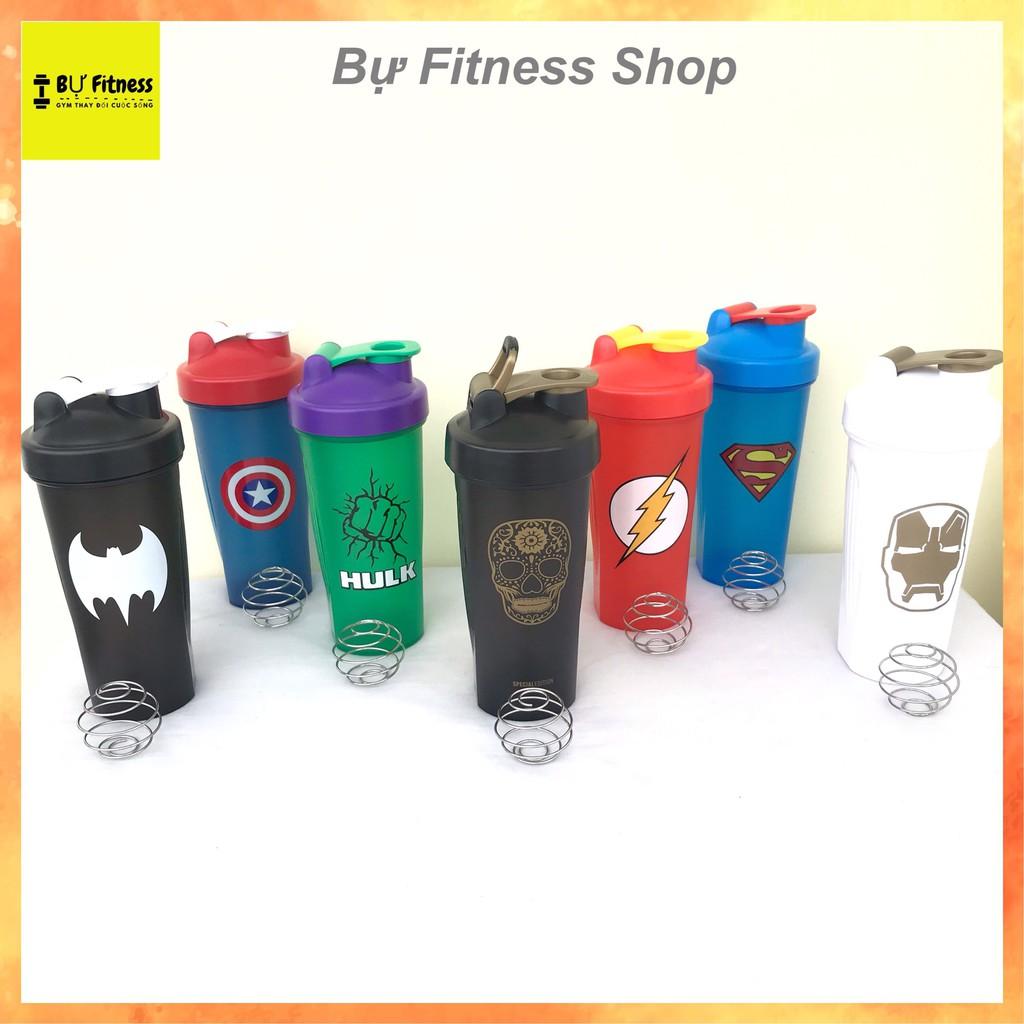 Bình lắc thể thao, bình nước shaker siêu anh hùng dung tích 750ml