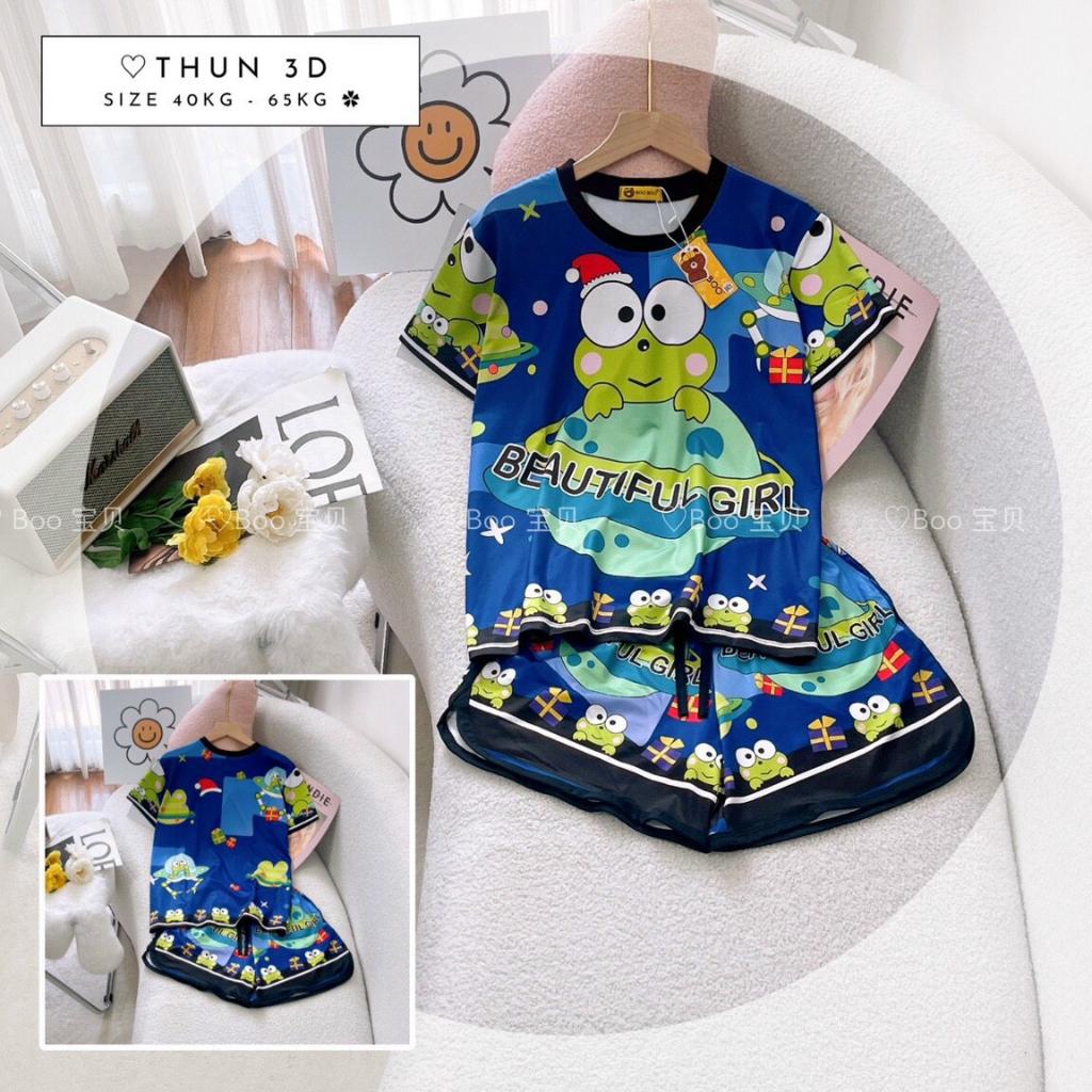 Bộ Thun Lạnh in 3D quần đùi 40-60kg