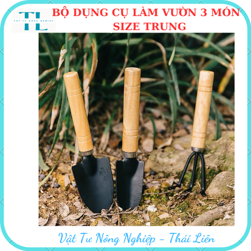 Bộ dụng cụ làm vườn 3 món size trung, Bộ dụng cụ 3 món tiện lợi, dễ sử dụng, chắc chắn phù hợp với làm vườn.