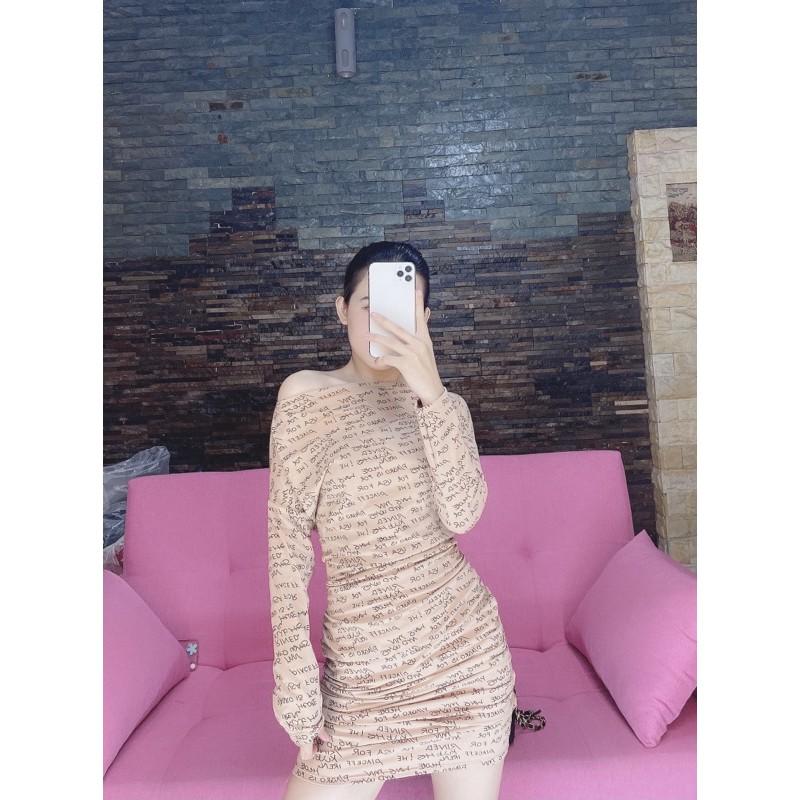 Đầm tay dài lệch vai