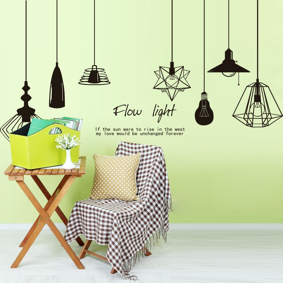 Decal dán tường Dây bóng đèn 4 Trang trí quán đẹp