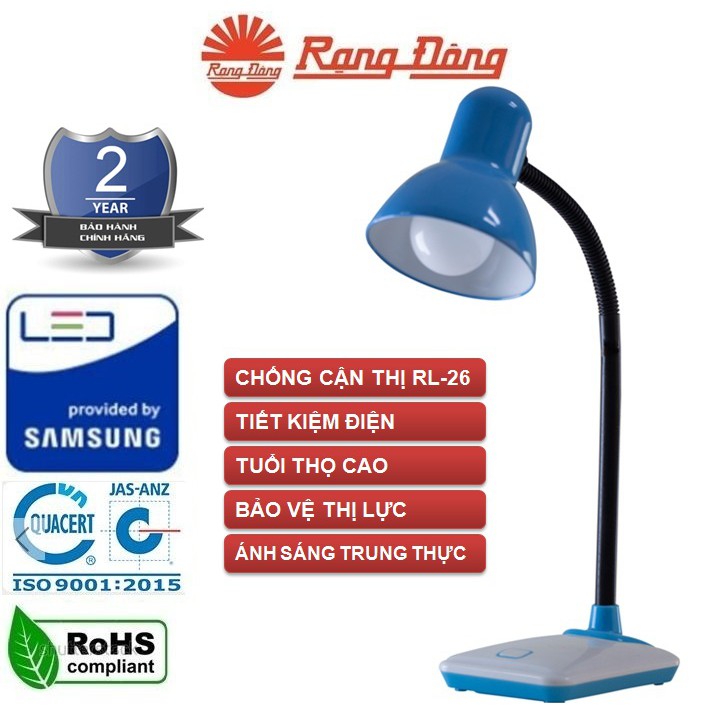 Đèn bàn LED chống cận, bảo vệ thị lực Rạng Đông, mã RD-RL-26.LED