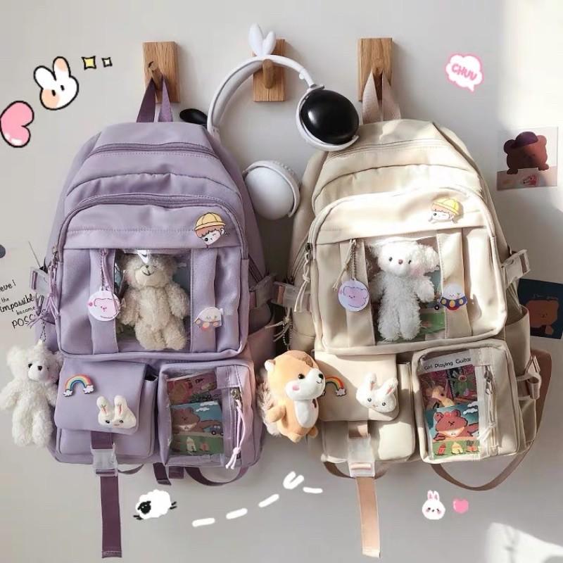 Balo đi học màu pastel nhẹ nhàng xinh xắn ️ HÀNG CÓ SẴN - 3 hộp túi trong