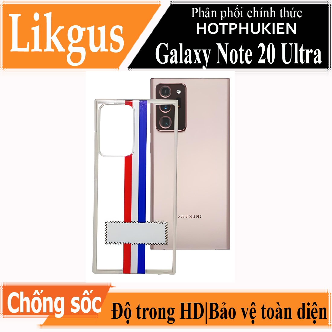 Ốp lưng chống sốc dành cho Samsung Galaxy Note 20 Ultra hiệu Likgus Thom Brow chất liệu cao cấp, thiết kế thời trang họa tiết 3 sọc màu) - hàng nhập khẩu