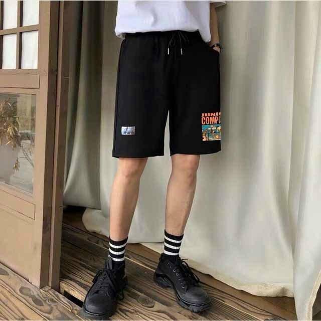 Quần short nam nữ unisex in hoa cúc vải thun poly dày dặn co giãn thoải mái form chuẩn (junior)