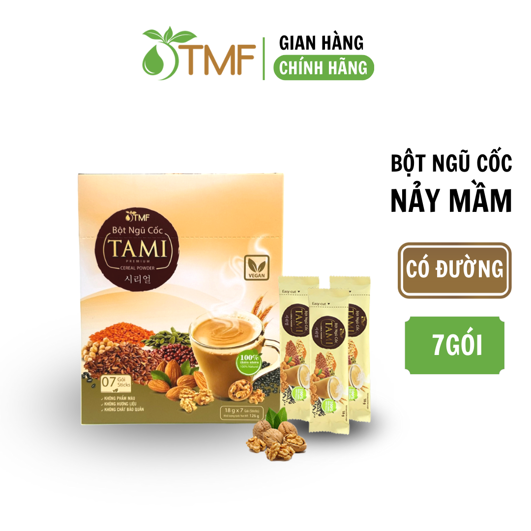 Bột ngũ cốc nảy mầm Tami 126g 7 gói TÂM MINH FOODS ít ngọt dinh dưỡng giảm cân