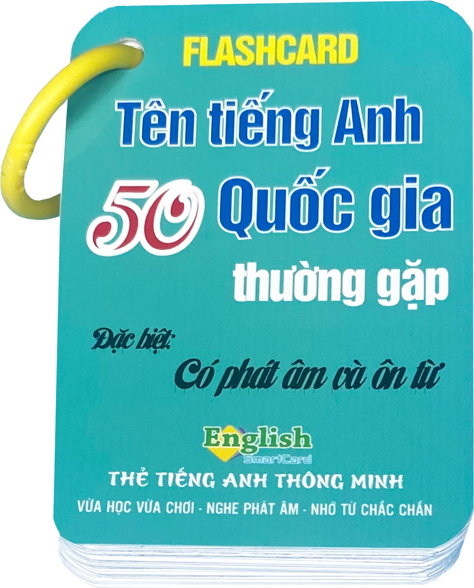 Bộ Flashcard tiếng anh- Tên tiếng Anh 50 Quốc gia thường gặp, có phát âm