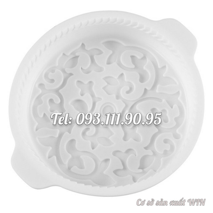 Khuôn silicon làm đế bánh, rau câu hình tròn hoa văn kiểu - Loại 28 cm – Mã số 1141