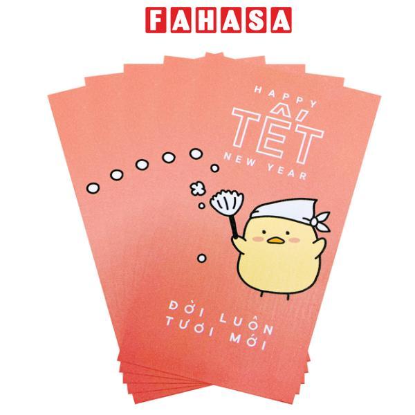 Bộ 5 Bao Lì Xì Tết Bính Ngọ 2026 - Futurebook L388 - Đời Luôn Tươi Mới - Màu Cam