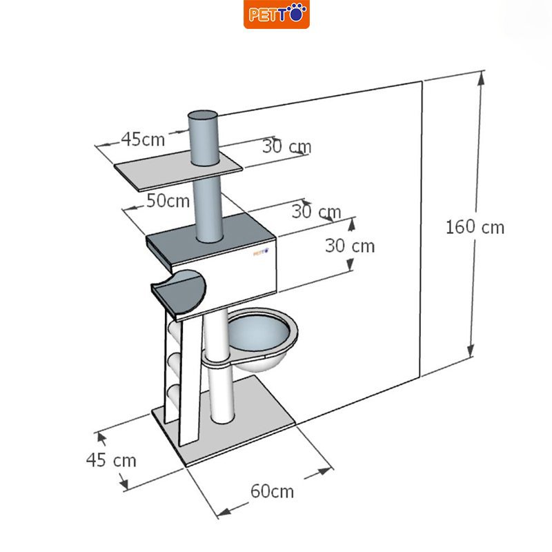 Nhà Cây Cho Mèo Kết Hợp Lồng Kính CH020