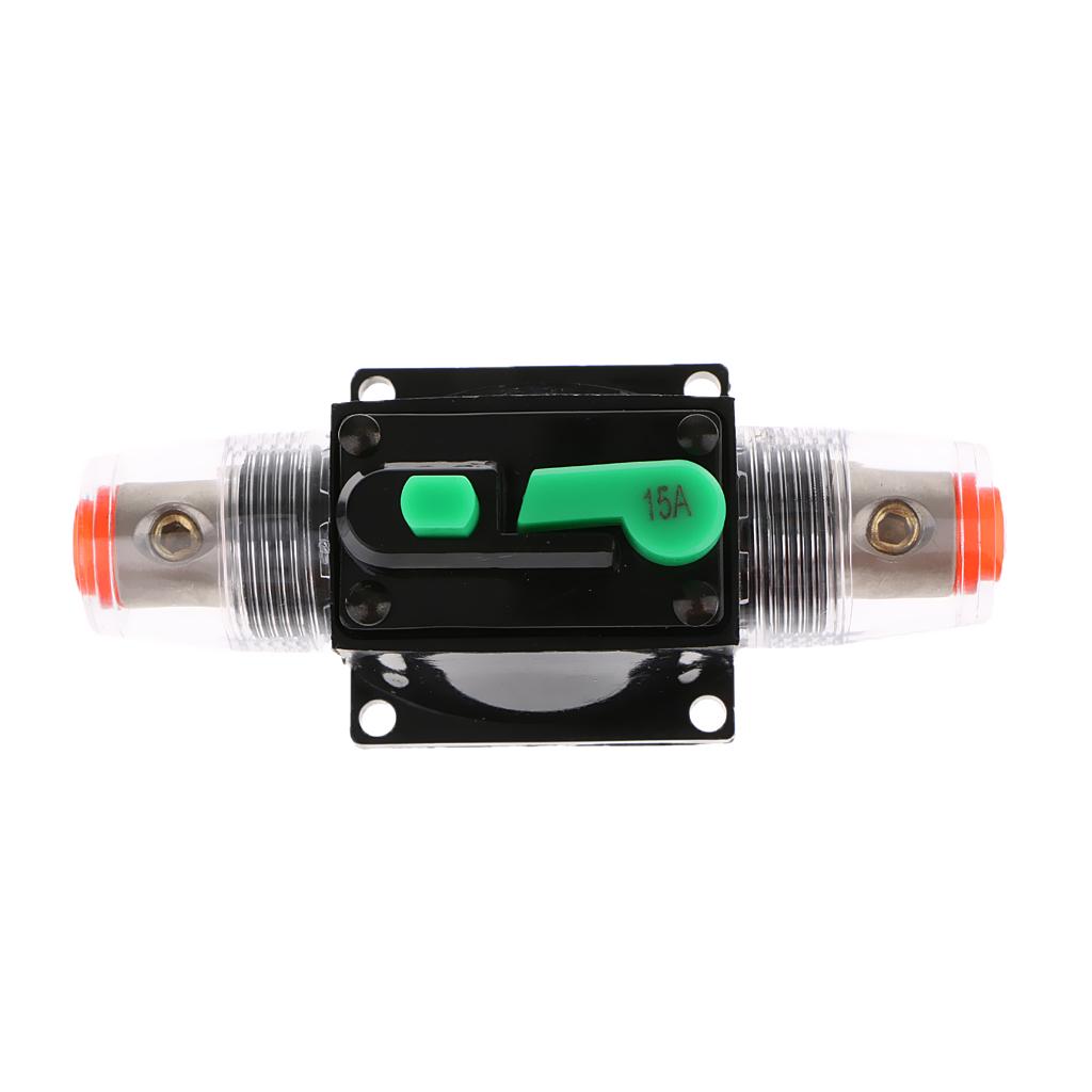 2Pcs 15Amp In-Line Circuit Breaker Stereo Audio Car RV Fuse Holder 12-32V
