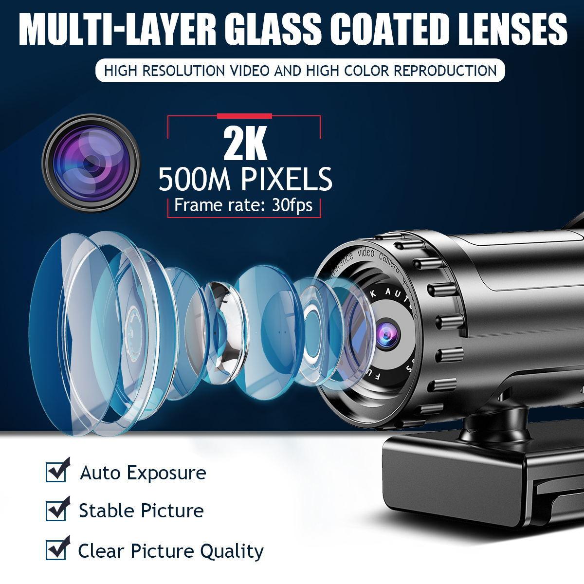 Webcam 4K 2K Auto Focus PC Web Cam with Gift Tripod 1080P Mini Camera Laptop Camera with Microphone for Streaming Video YouTube