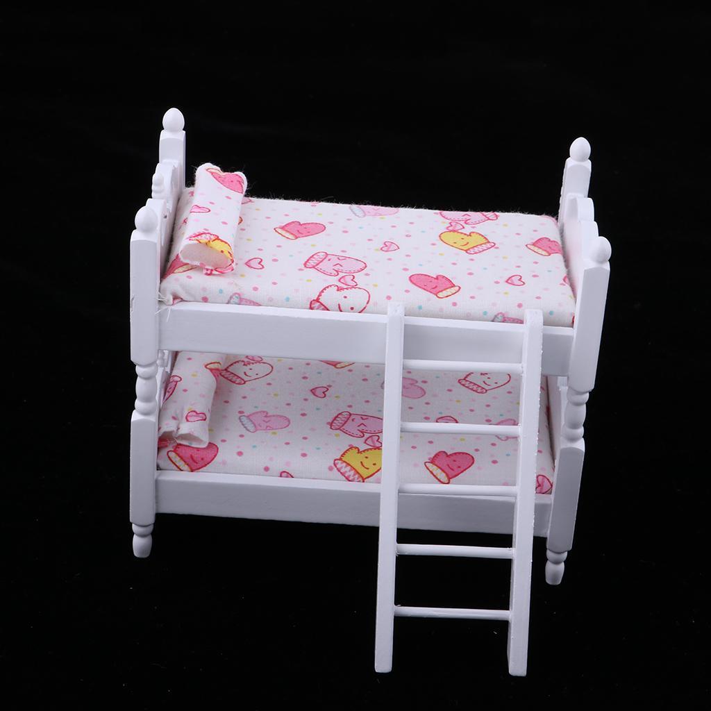 1:12 Scale Wooden Miniature Dollhouse Furniture Toy Set for Baby Doll Bed Room Decoration