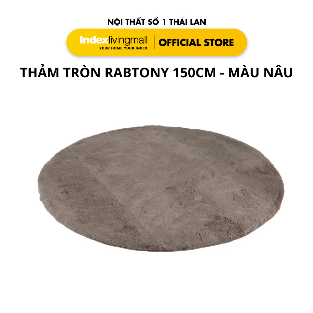 Thảm Tròn Lông RABTONY Trang Trí Màu Nâu 150x150 cm| Index Living Mall | Nội Thất Nhập Khẩu Thái Lan