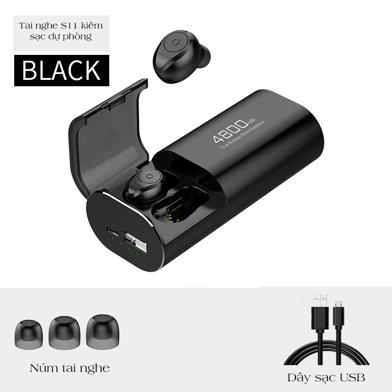 Tai nghe Bluetooth Không Dây Nhét Tai s11 chơi game, nghe nhạc KIÊM PIN SẠC DỰ PHÒNG dung lượng cao - K1234