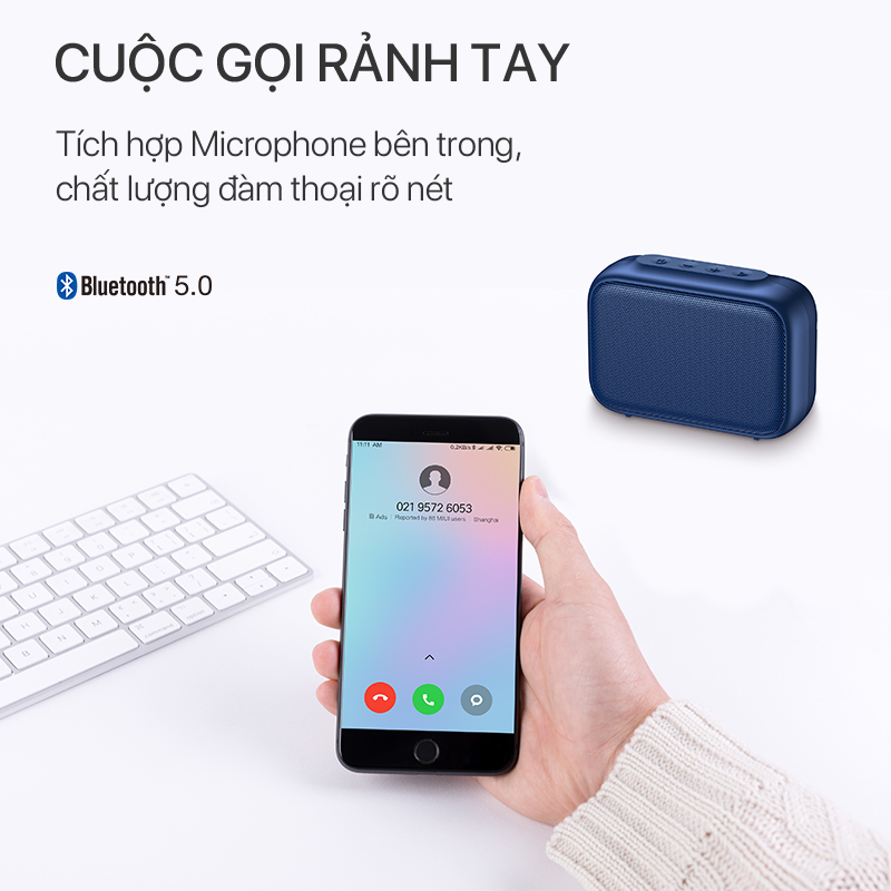 [[ Loa Không Dây Bluetooth 5.0 - Nghe 8h - Phạm Vi 10m ]] - Cho iOS/Apple (iPhone/iPad), Android (Samsung, Sony, Xiaomi, Huawei, Oppo) Màu Đen - RB100 -  Hàng Chính Hãng