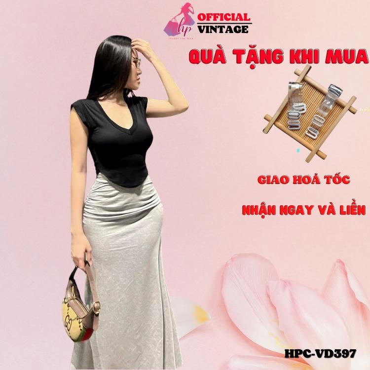 Set áo croptop cổ v kèm chân váy dài thun lụa kiểu hàn quốc tôn dáng VD397