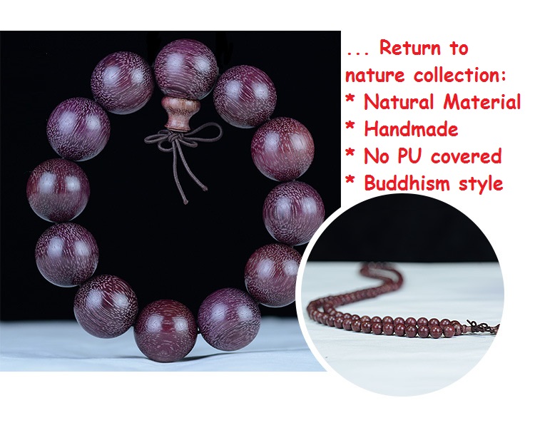 Combo Vòng đeo tay phong thủy, Gỗ Violet Tím Brazil, Mang lại may mắn, tài lộc, Kèm hộp đựng lót Nhung Gấm.