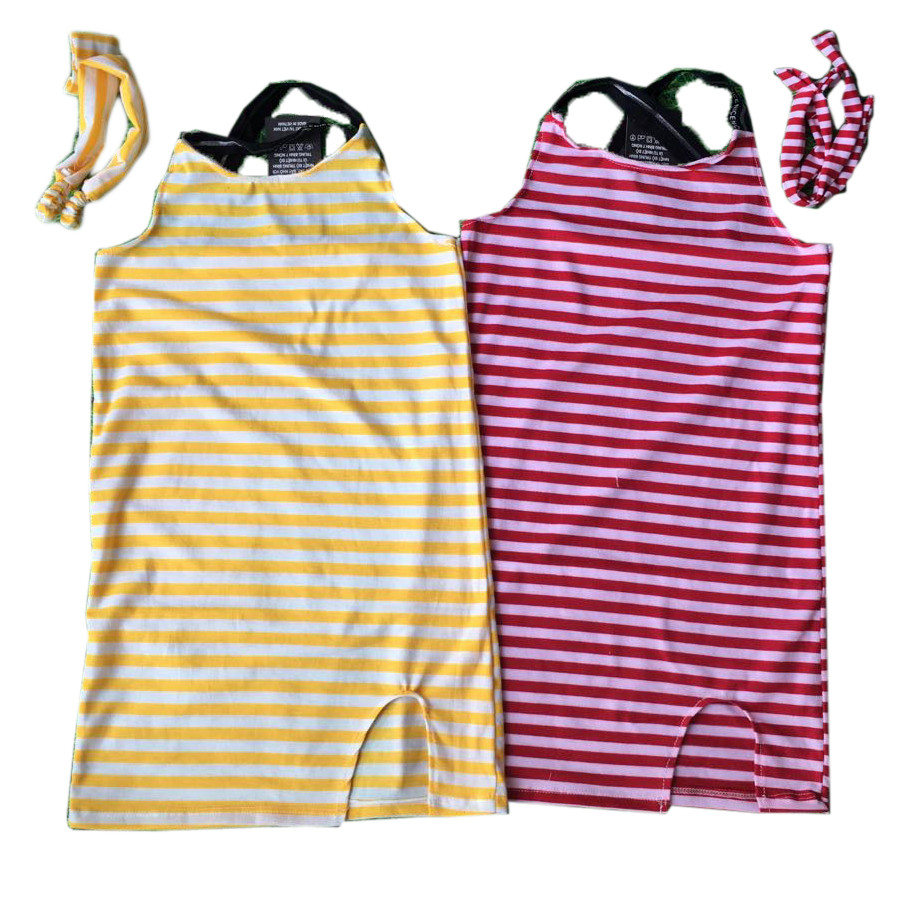 Combo 2 váy 2 dây bé gái kẻ ngang size 1-6 giao màu ngẫu nhiên
