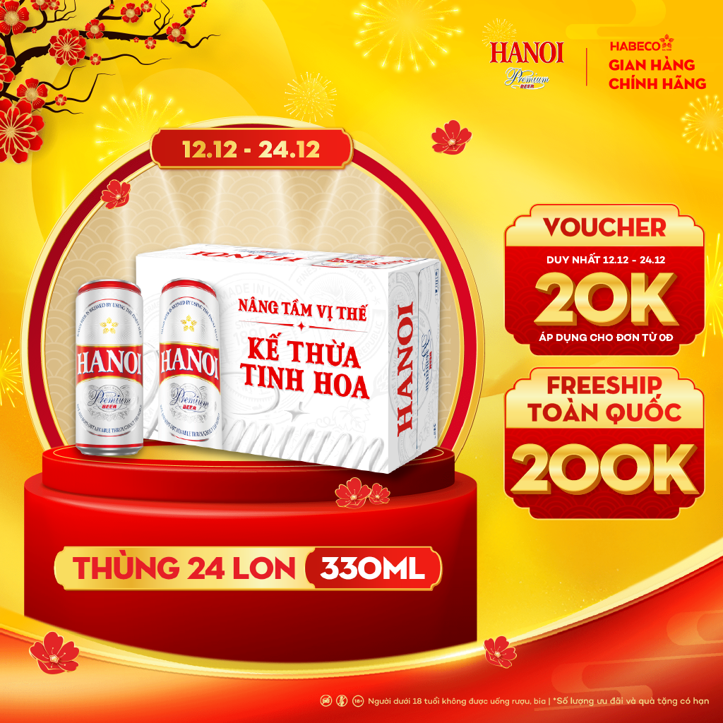Bia Hanoi Premium - Thùng 24 Lon 330Ml