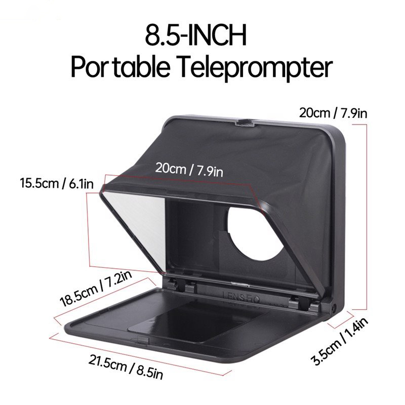 Lensgo Teleprompter TC7 - Máy Nhắc Chữ Mini Cho Biên Tập Viên, MC Truyền Hình, Kích Thước Nhỏ Gọn, Dùng Cho Điện Thoại, Máy Ảnh - Hàng Chính Hãng