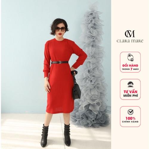 Đầm thun xuông CLARA MARE chất liệu vải Thun cotton kẻ DRE3048