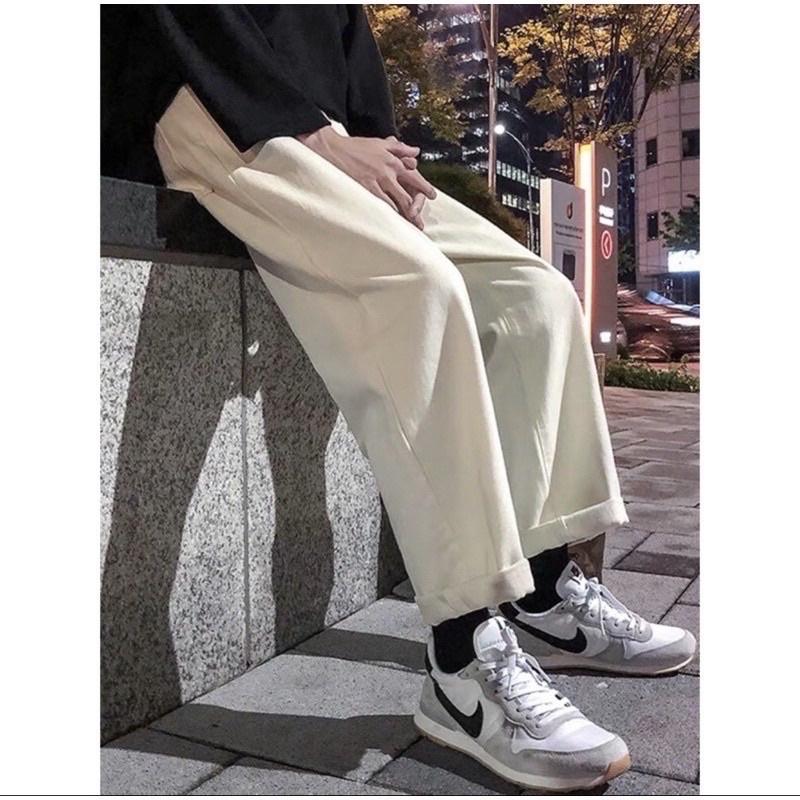 Quần Kaki Ống Rộng Lưng Thun Cạp Chun Dáng Suông Kaki Nam Nữ Ulzzang